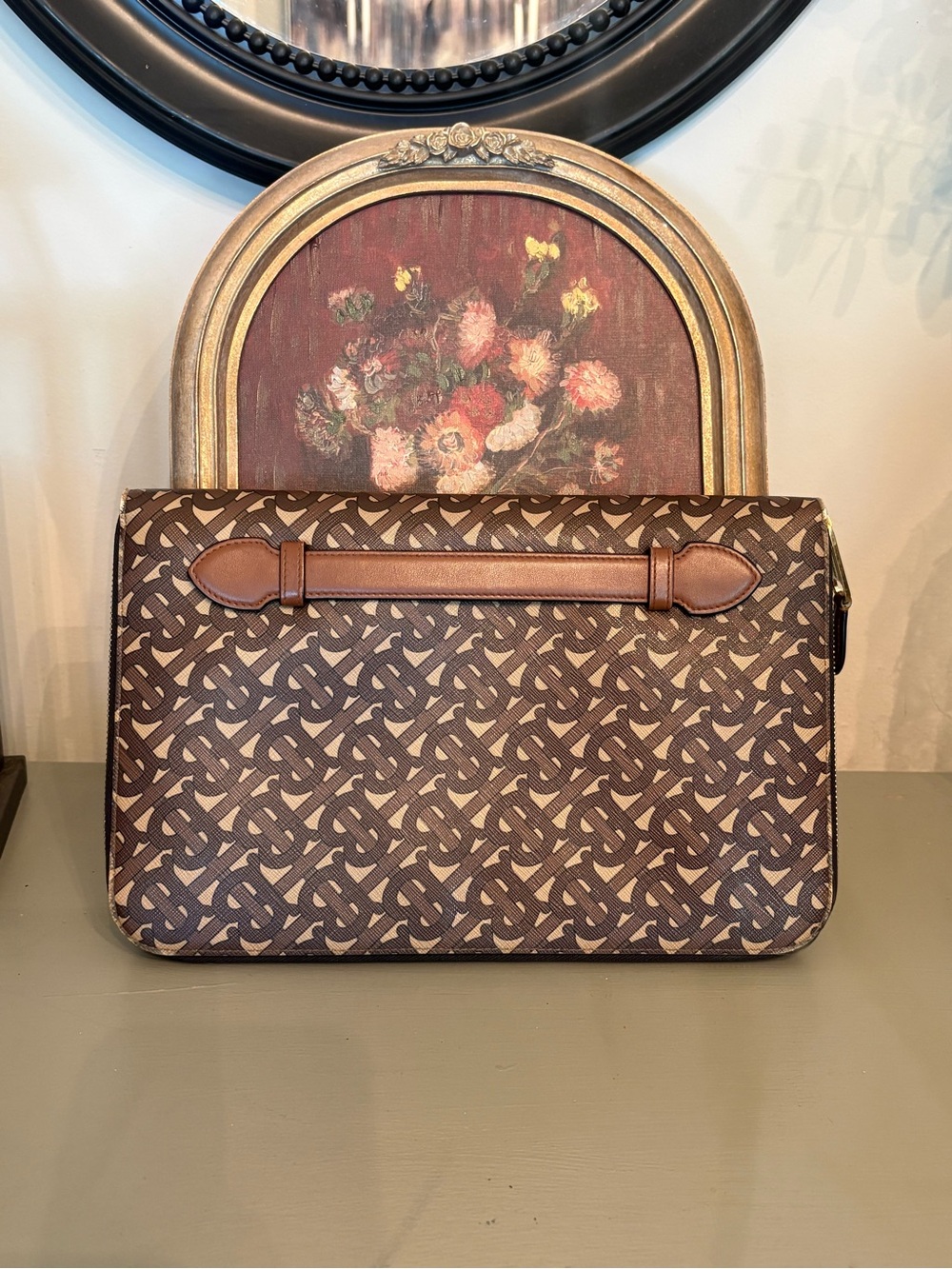 Burberry TB Monogram Canvas Clutch Pouch